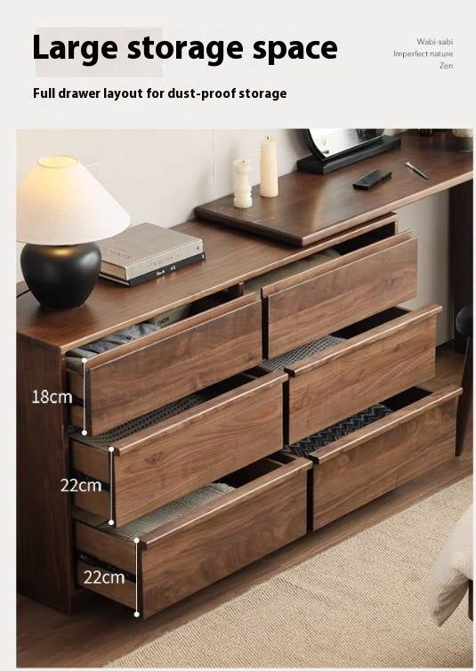 Black Walnut, Sandalwood Solid Wood Light Luxury Vanity Table.