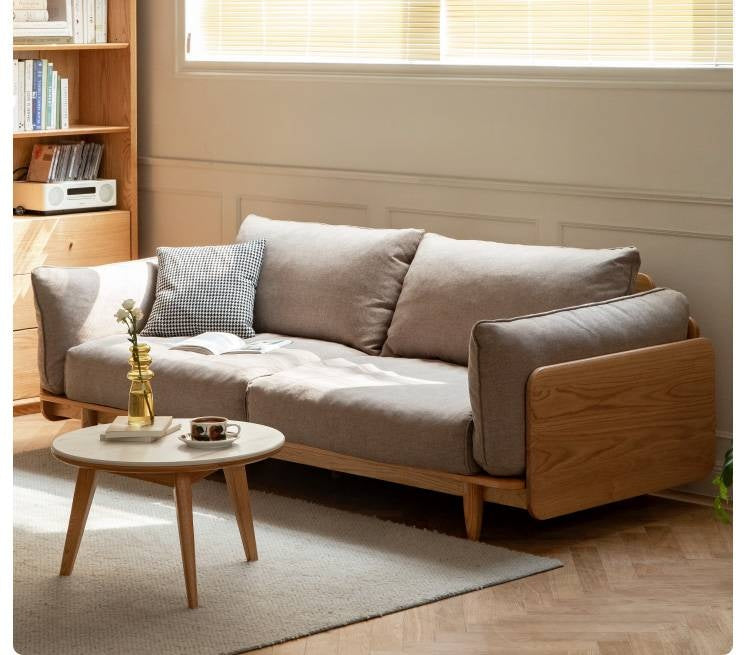 Oak, Ash Solid Wood genuine leather, fabric Sofa