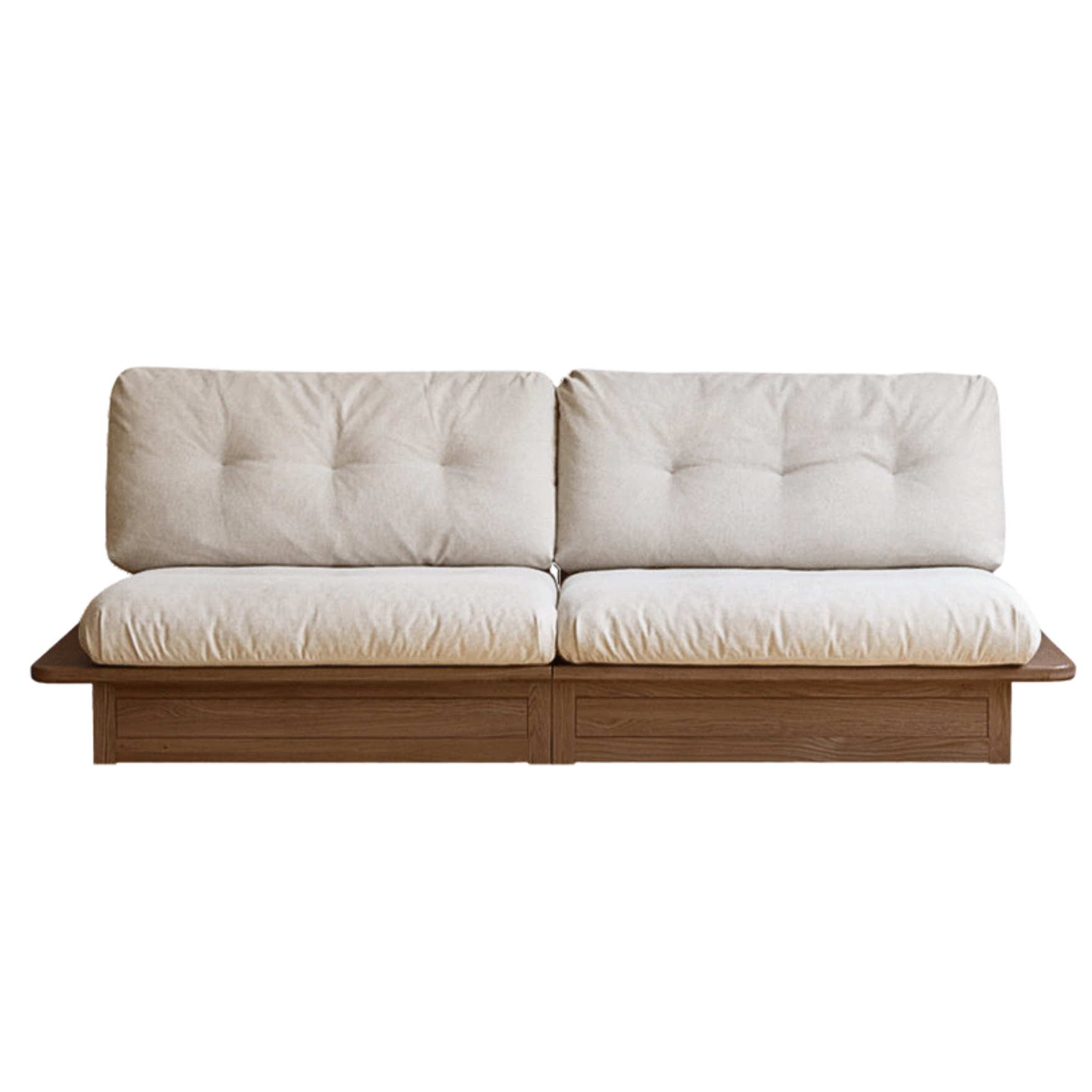 Oak Solid Wood dual-use Fabric Storage Sofa.