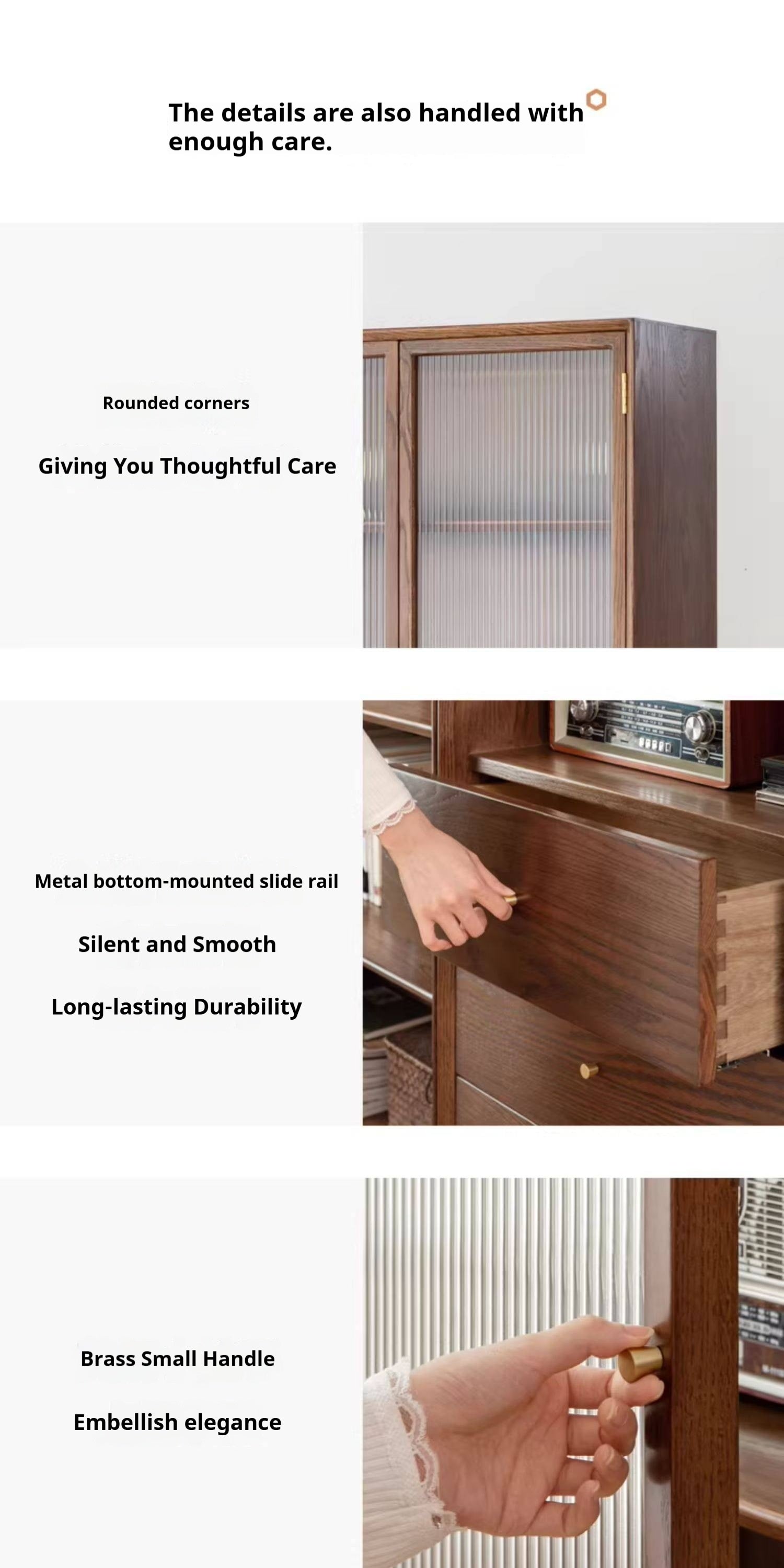 Oak, Ash Solid Wood Modular Bookcase with Glass Doors
