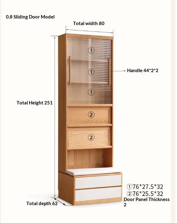 Oak Solid Wood Cream Style Bookcase