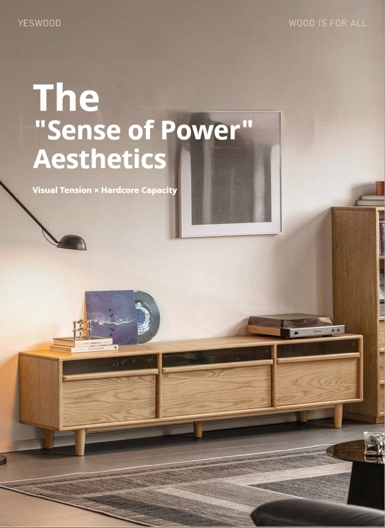 Ash Solid Wood Floor TV Cabinet