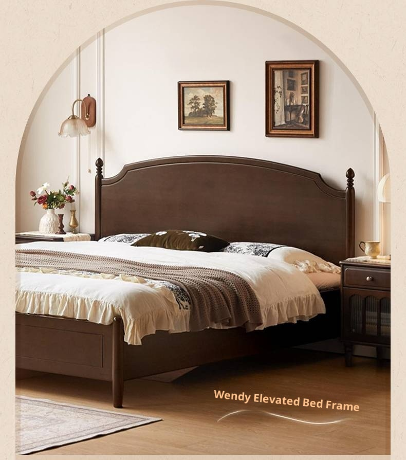 Poplar Solid Wood Box Bed, French Retro Style