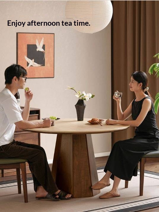 Black Walnut Solid Wood Round Slab Dining Table