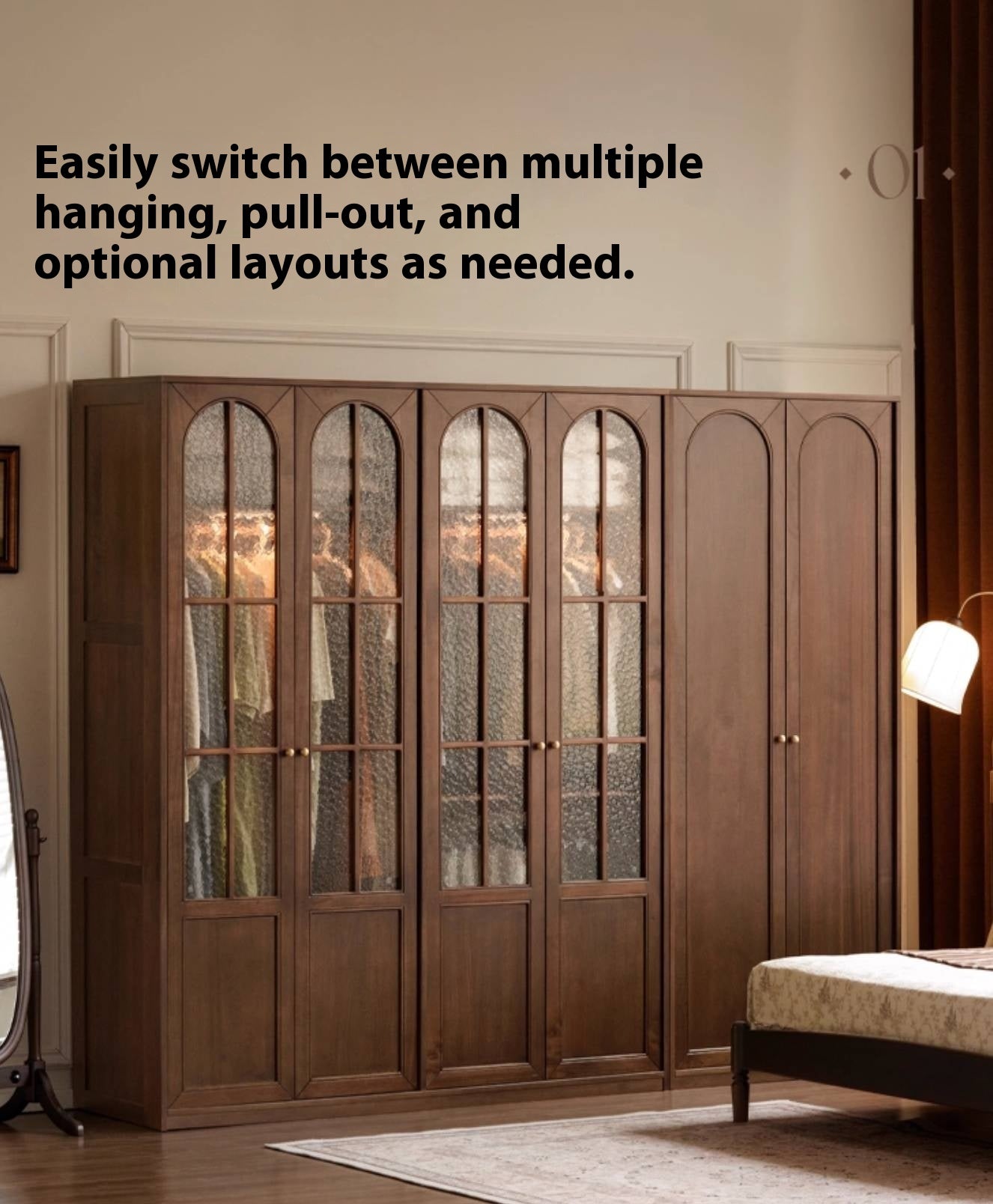Solid Sandalwood French Retro Style Wardrobe
