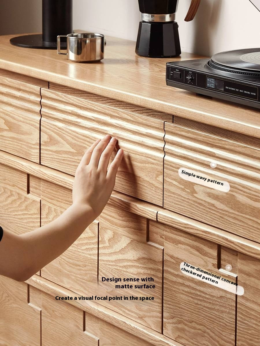 Oak Solid Wood Seven Bucket Drawer Cabinet