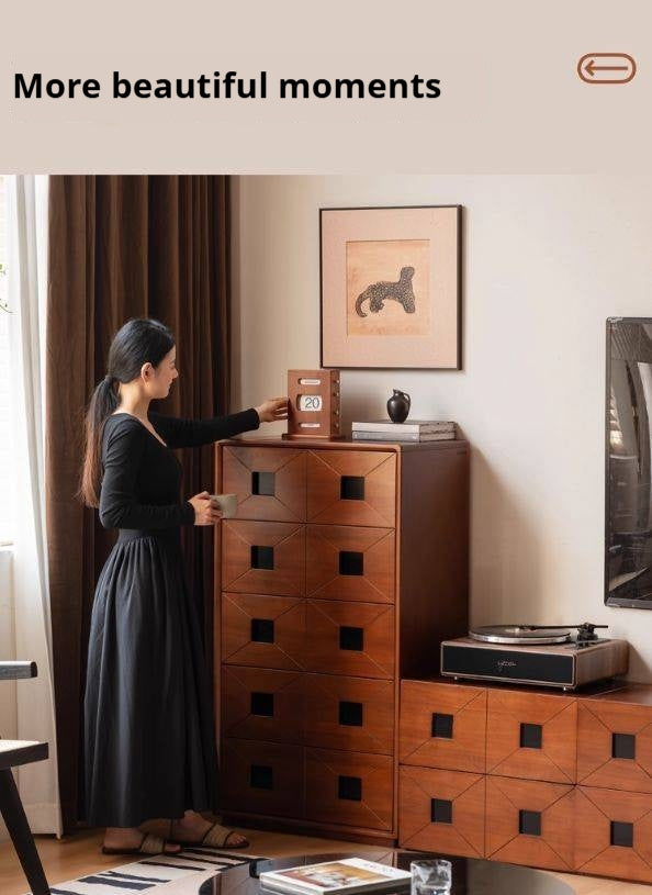 Poplar Solid Wood Medieval Style Drawer Cabinet