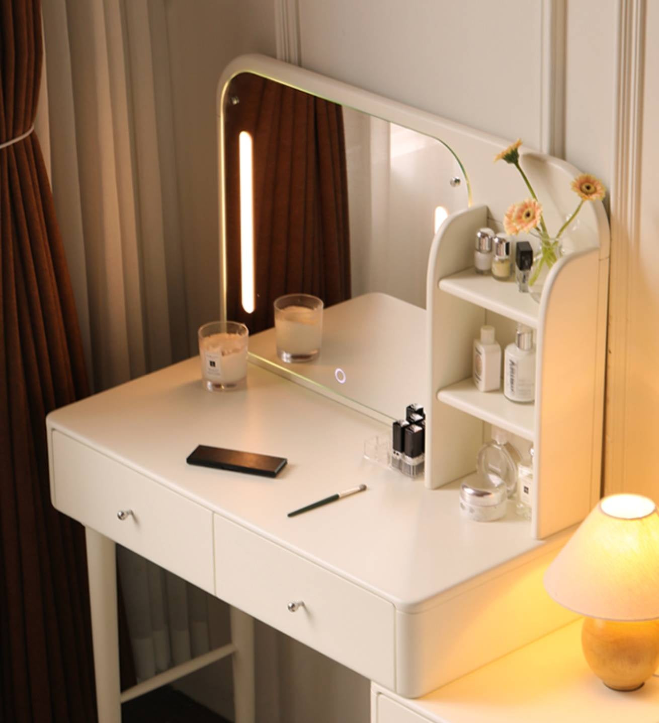 Solid Rubberwood Telescopic Multifunctional Dressing Table