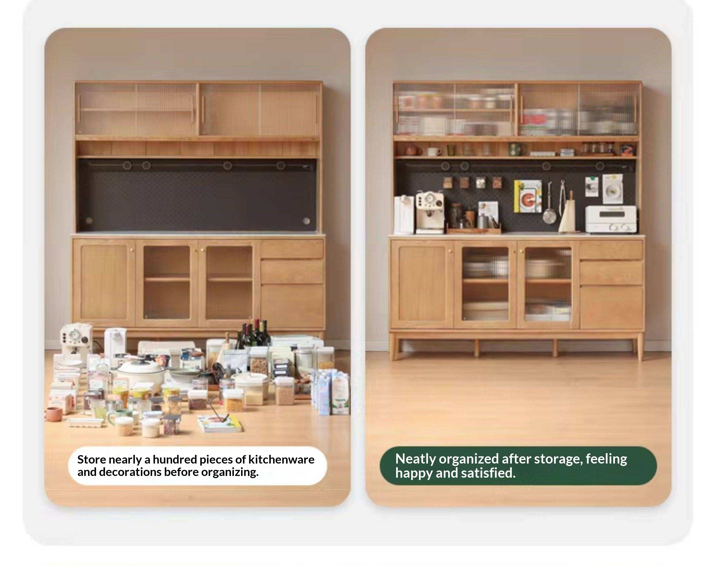 Ash Solid Wood Rock Board Dining Sideboard