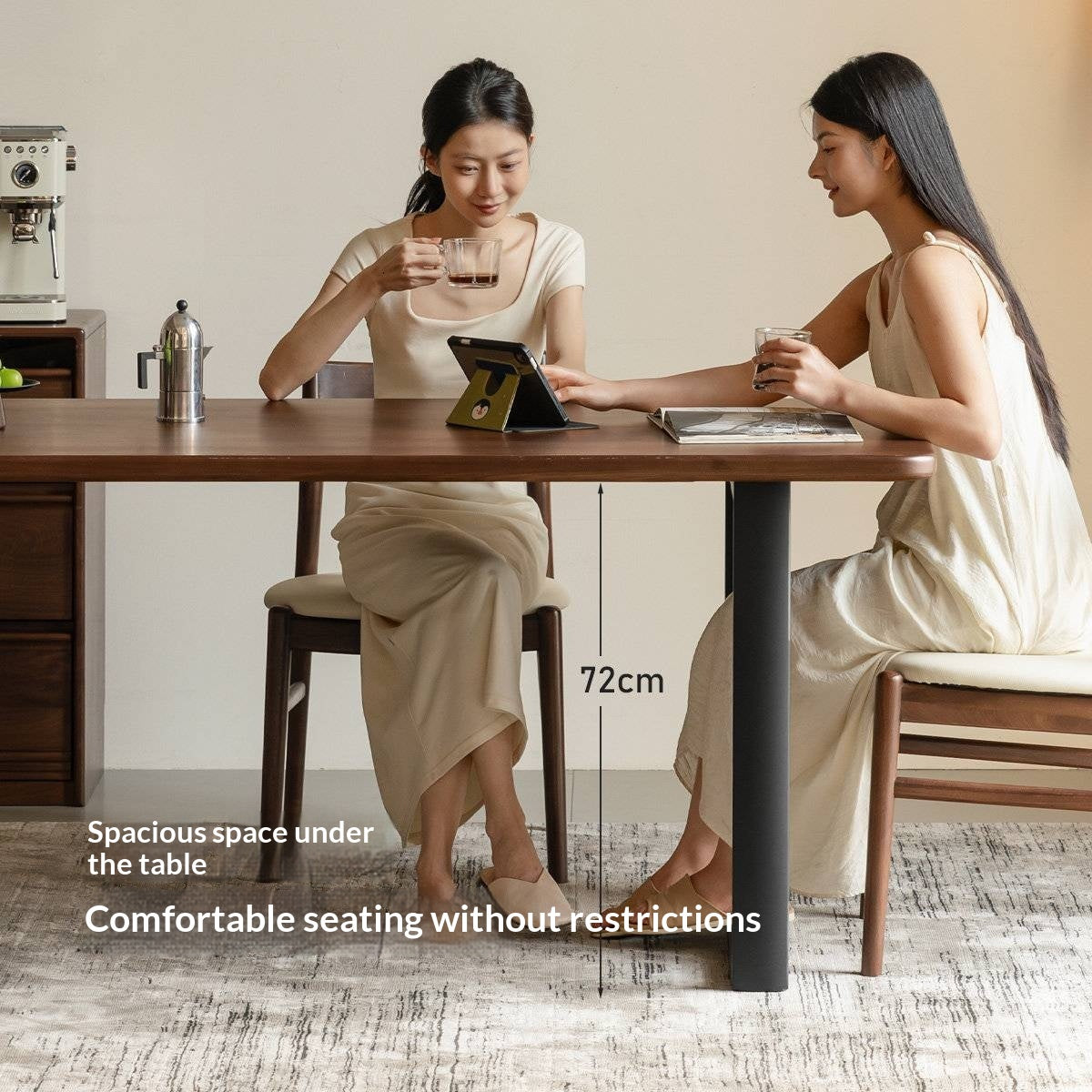 Black Walnut, Sandalwood Solid Wood Italian Light Luxury Dining Table