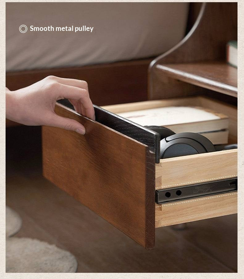 Oak Solid Wood, Solid Rubberwood Nightstand