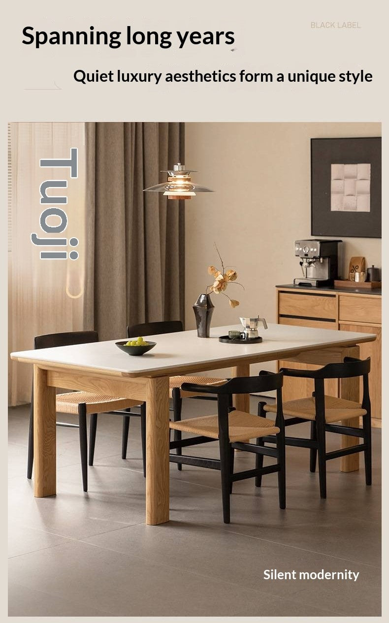 White Ash Solid Wood Restaurant Slab Dining Table