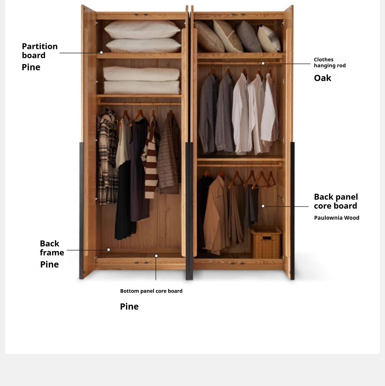 Oak Solid Wood Wardrobe.