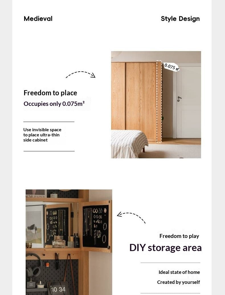 Oak, Cherry Solid Wood Corner Wardrobe