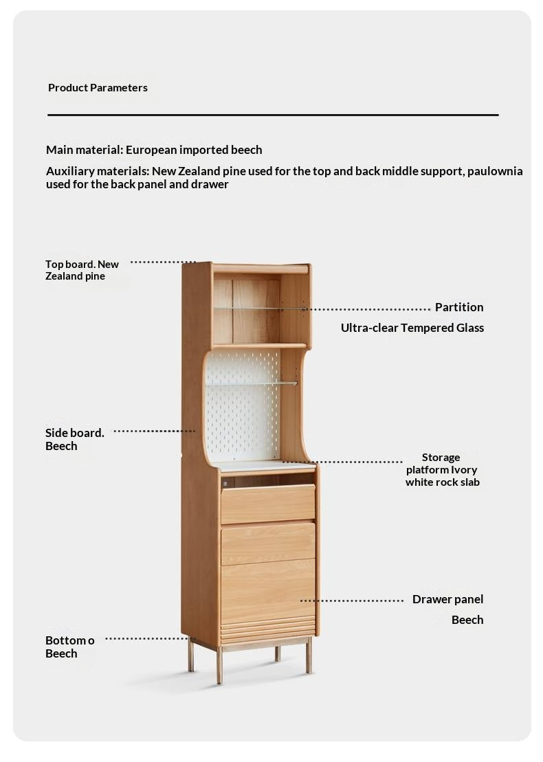 Beech Solid Wood Rock Board Dining Sideboard