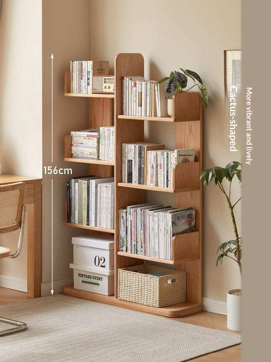 Oak Solid Wood Floor-Standing Bookshelf