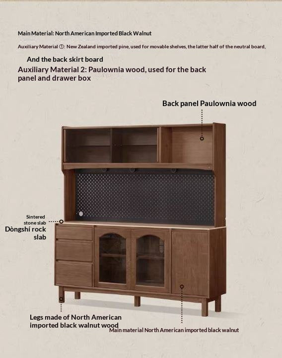 Black Walnut Solid Wood Retro Buffet Cabinet, Sideboard