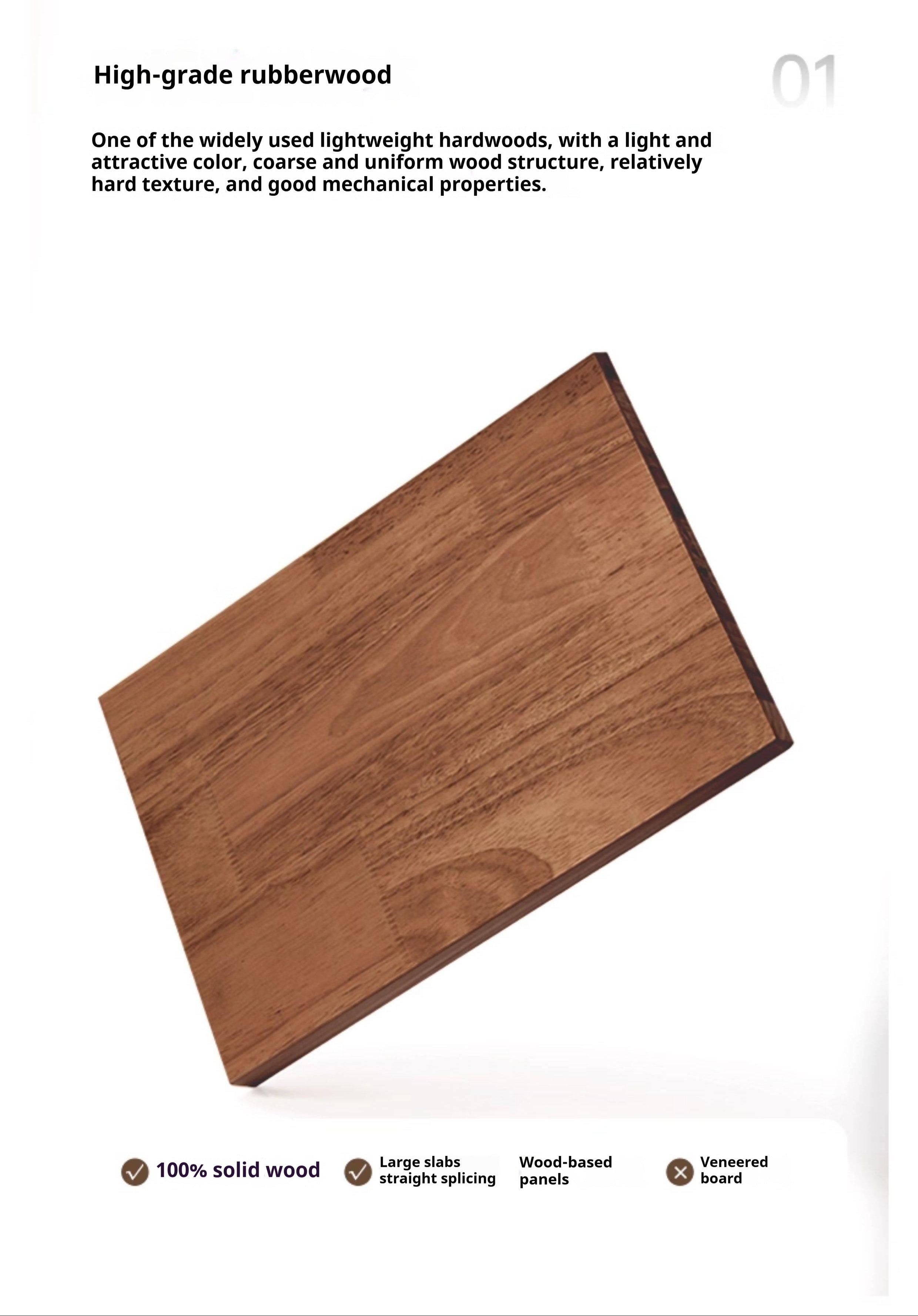 Solid Rubberwood, Oak Solid Wood Nightstand