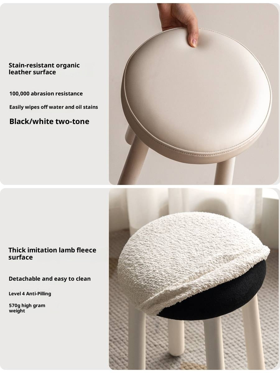 Solid Rubberwood Modern Soft Makeup Stool