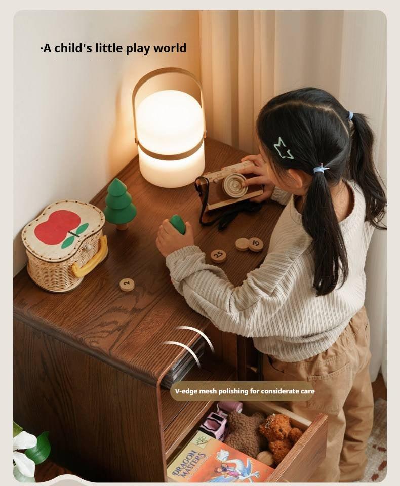 Oak Solid Wood, Solid Rubberwood Side Cabinet.