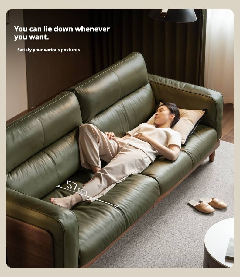 Sandalwood, Rosewood, Ash Solid Wood Genuine Leather, fabric High-Back Sofa