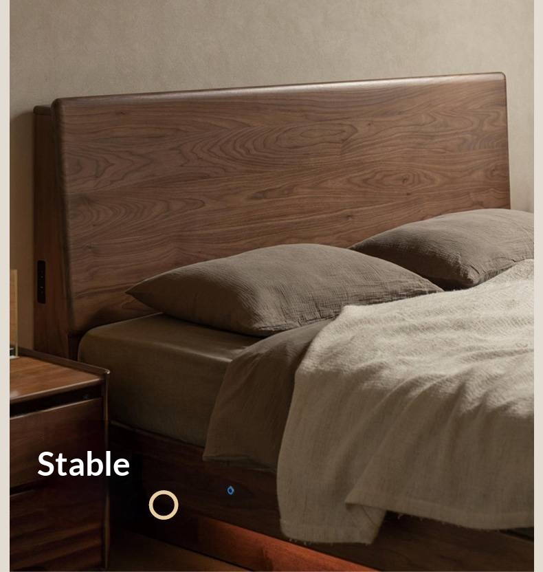 Black Walnut Solid Wood Italian Light Luxury Electric Suspended Box Bed