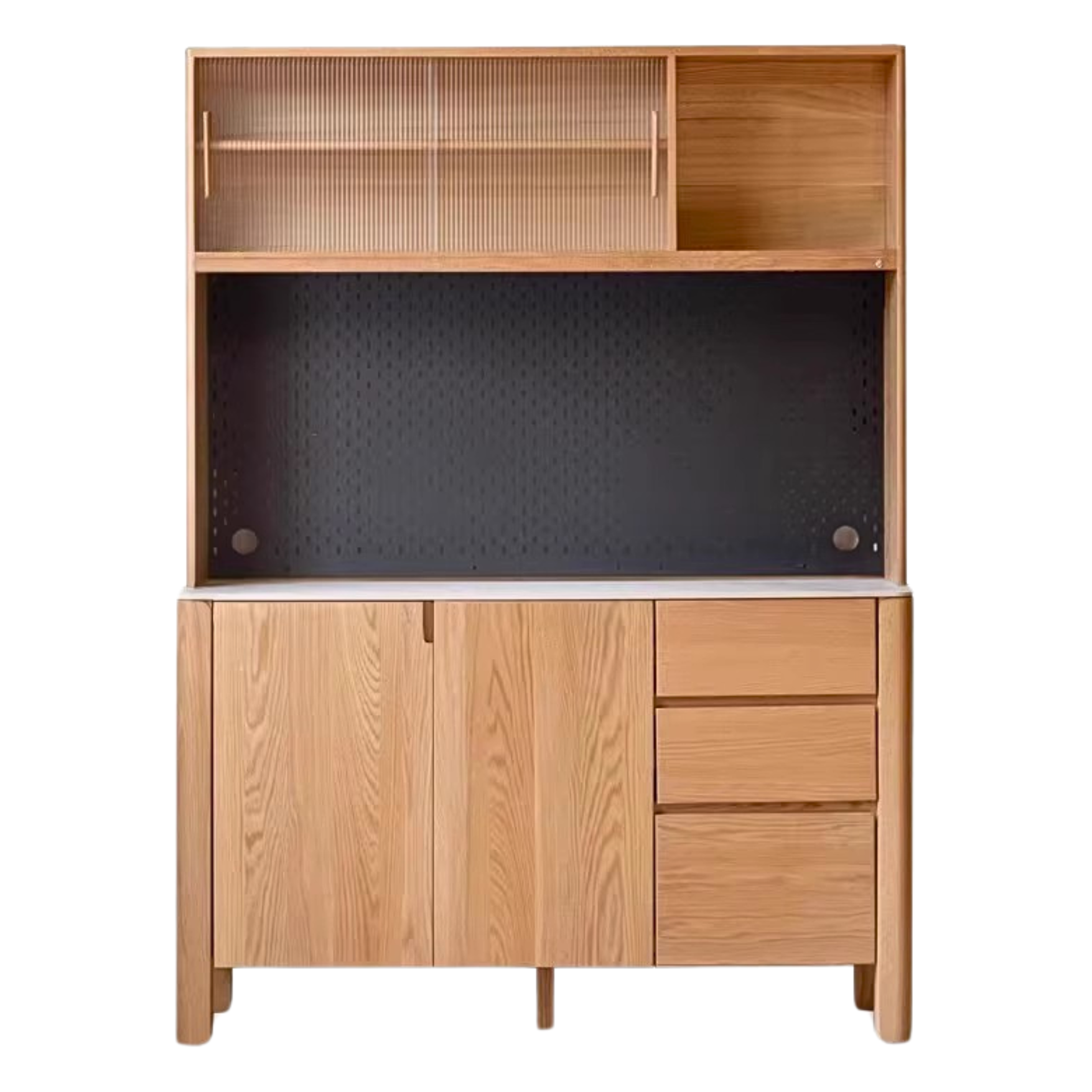 Oak Solid Wood Perforated Rock Board Dining Sideboard