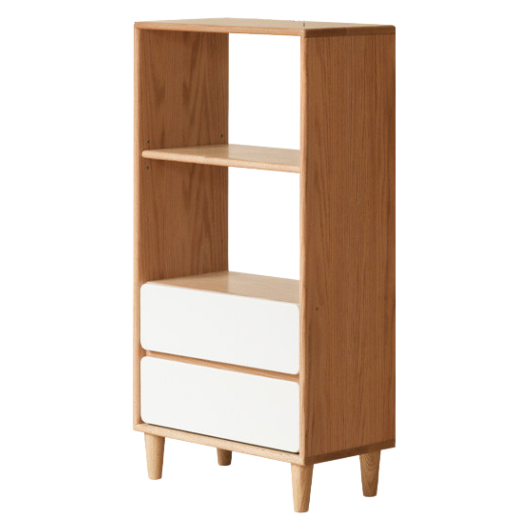 Oak, Solid Rubberwood Modern Storage Bookcase
