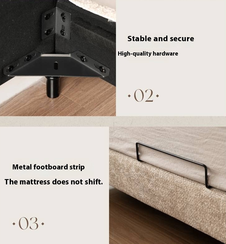 Fabric French Retro Soft Back Bed