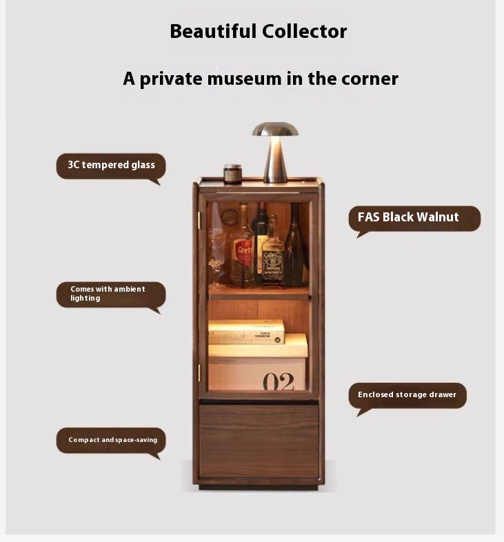 Black Walnut Solid Wood Floor Storage Cabinet