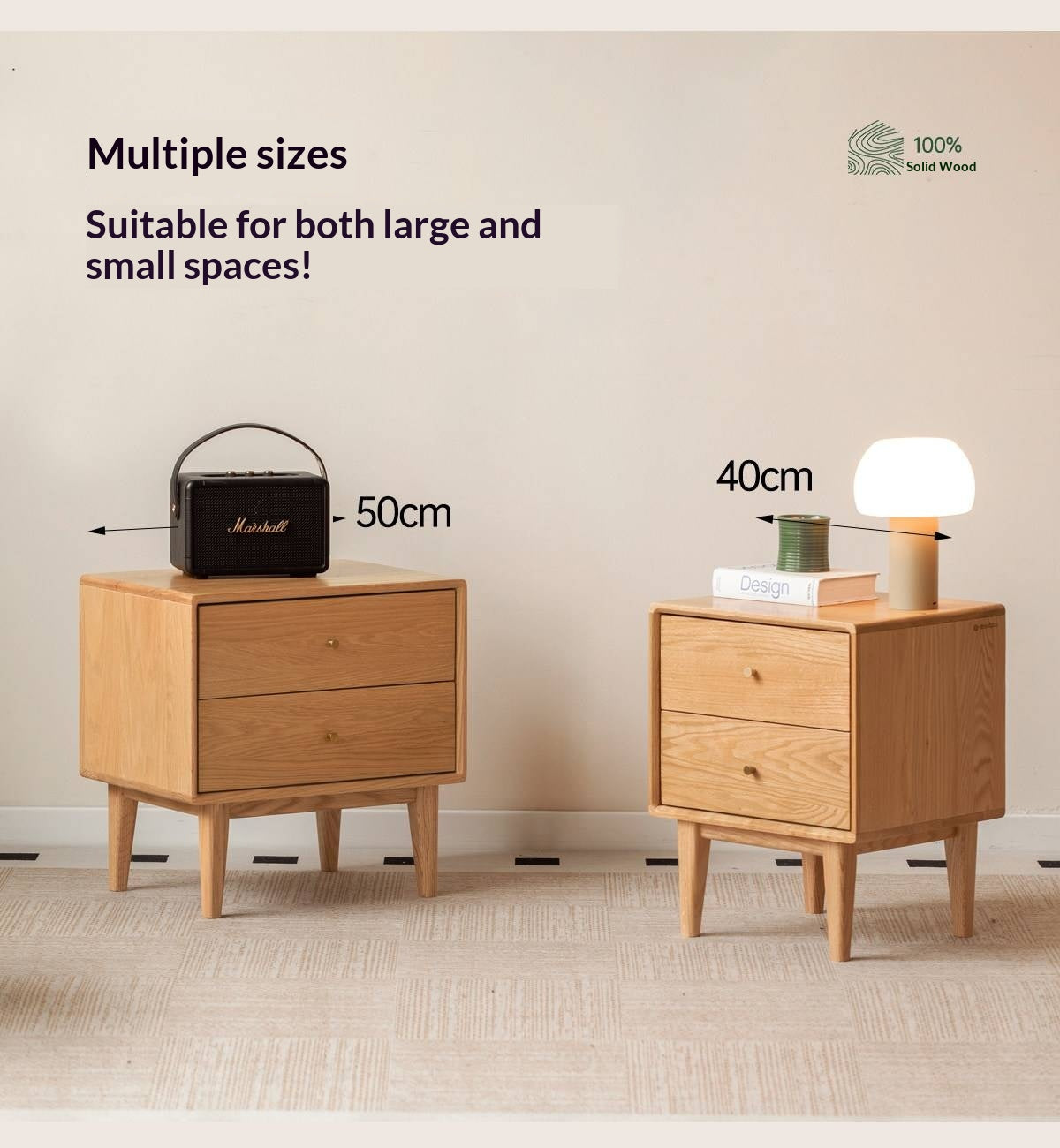 Beech, Oak, Solid RubberWood, Ash solid wood Nightstand