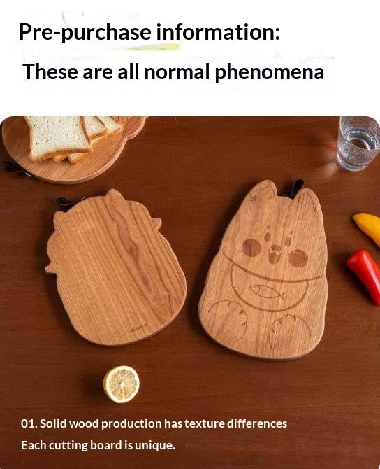 Cherry Solid Wood Pet-Shaped Cutting Board and Baby Food Plate