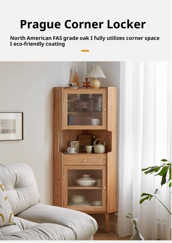 Oak Solid Wood Corner Nordic Storage Cabinet