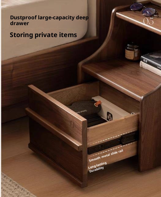 Black Walnut Solid Wood Italian Light Luxury Nightstand