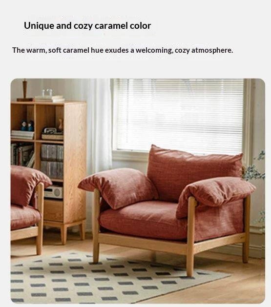 Oak Solid Wood Modern Fabric Sofa