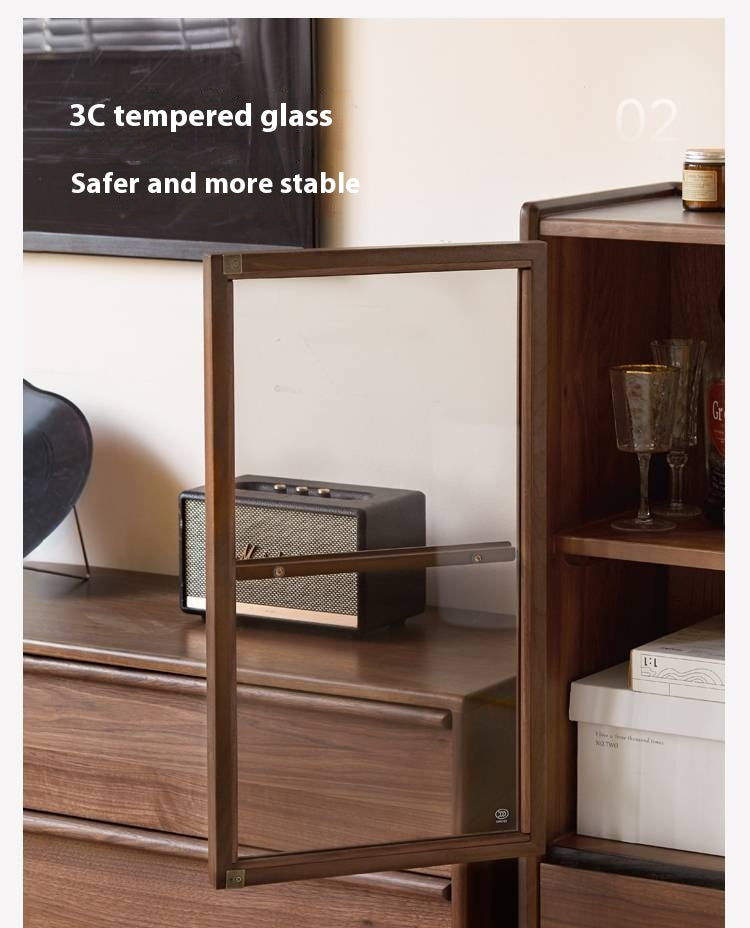Black Walnut Solid Wood Floor Storage Cabinet