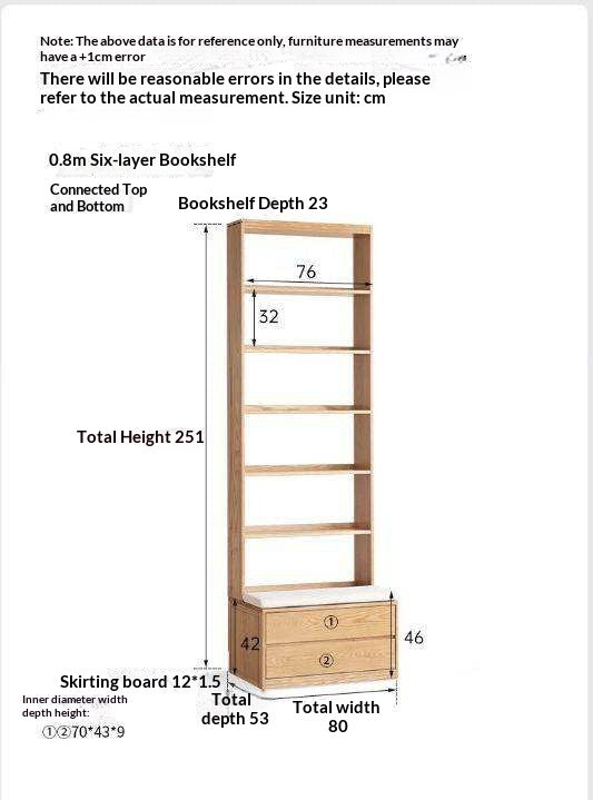Oak, Ash Solid Wood Wall-To-Wall With Seat Combined Bookshelf