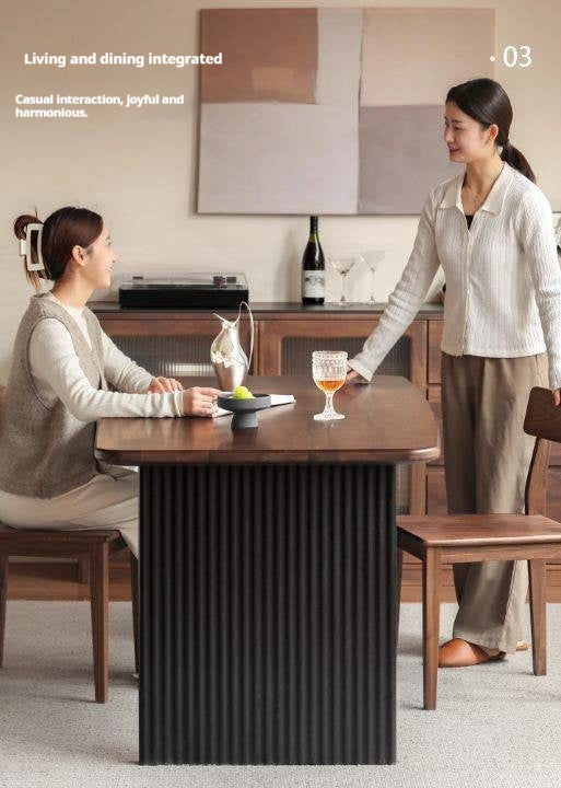 Black Walnut Solid Wood Light Luxury Style Dining Table