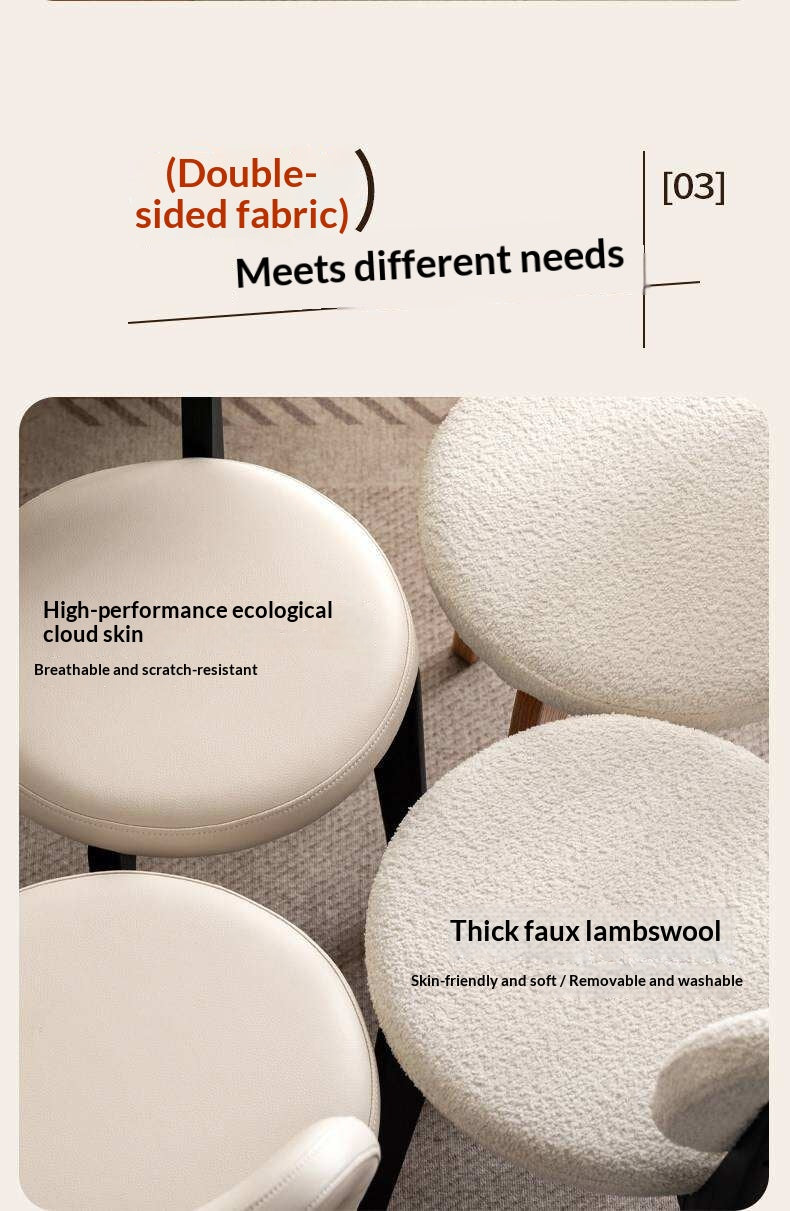 Oak Solid Wood Modern Velvet Soft Makeup Stool