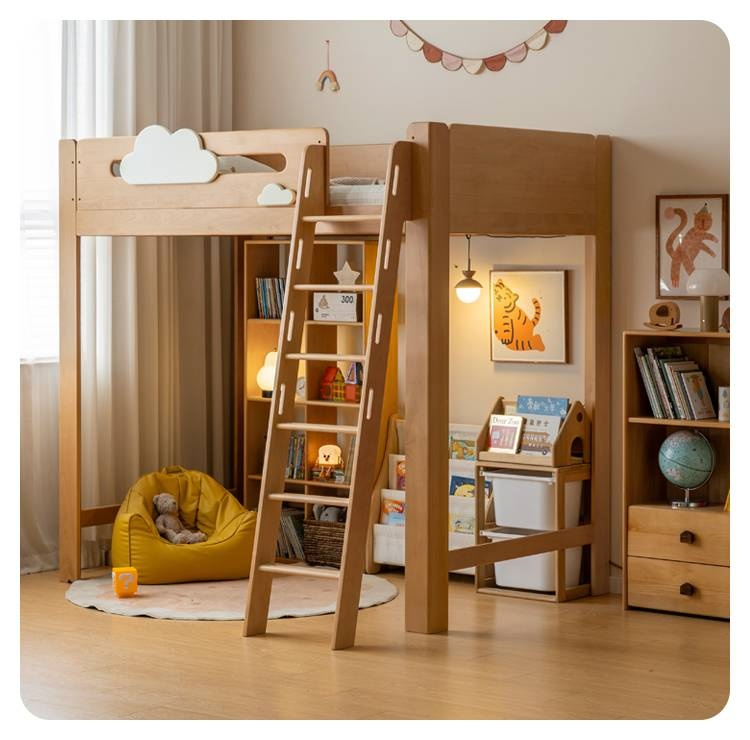 Rubberwood Solid Wood Children's Loft Bed