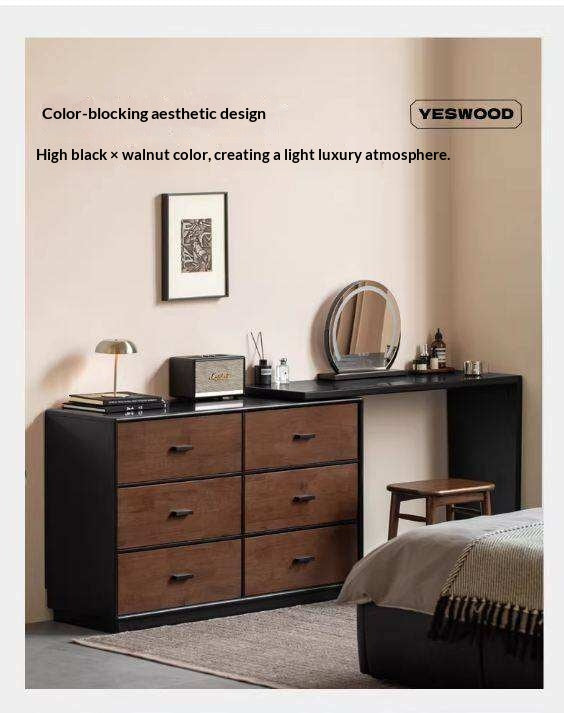 Solid RubberWood Extendable Vanity Desk and Dresser Combo, Italian Style