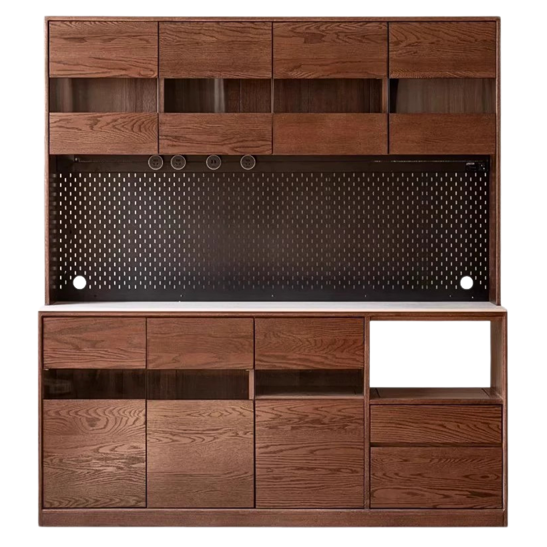 Oak Solid Wood Dining Storage Sideboard Against The Wall