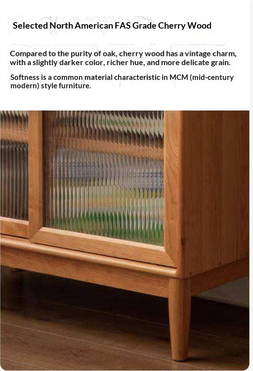 Cherry, Oak Solid Wood, Solid RubberWood Japanese Style Buffet Cabinet
