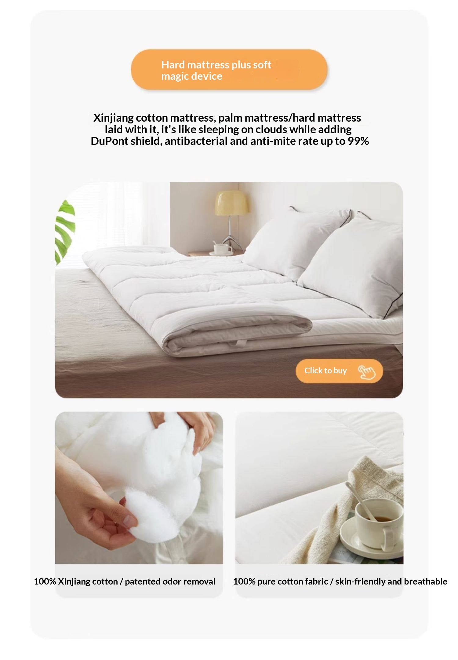 Latex Zero-Glue Mattress with Natural Jute Cover — Eco-Friendly, Soft, Thick Mattress with Independent Springs