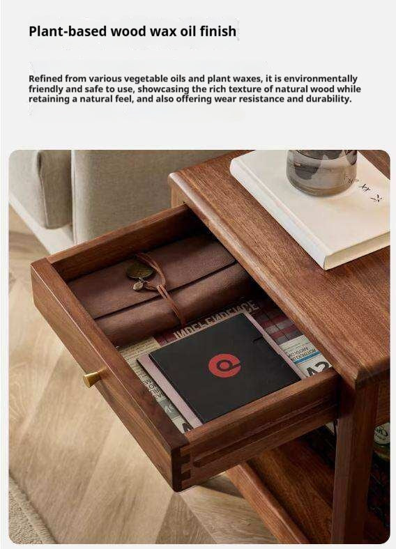 Black Walnut Solid Wood Narrow Nightstand