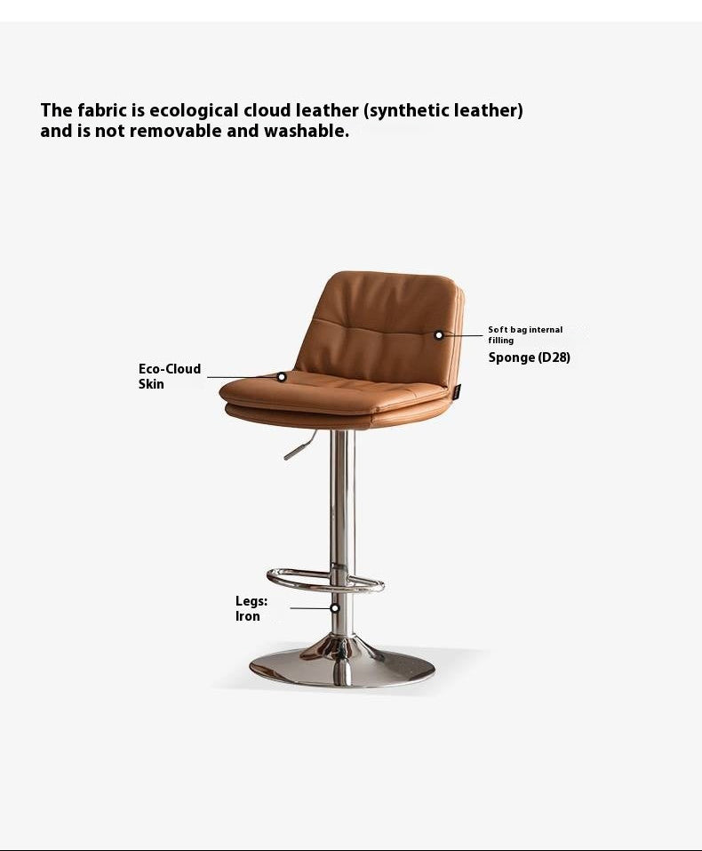 Leather High Backrest Rotating Bar Chair