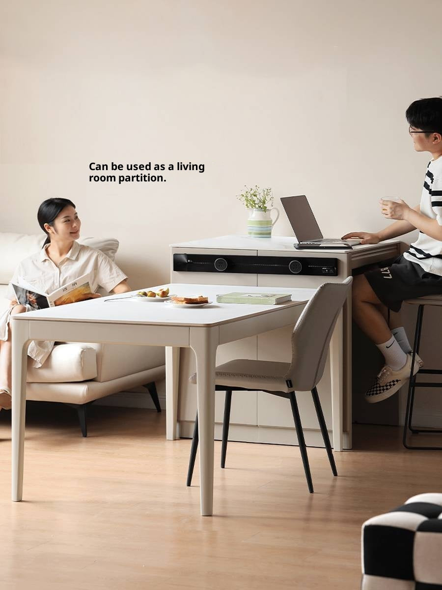 Tulipwood Solid Wood Light Luxury Rock Plate Island Dining Table, Dining Buffet