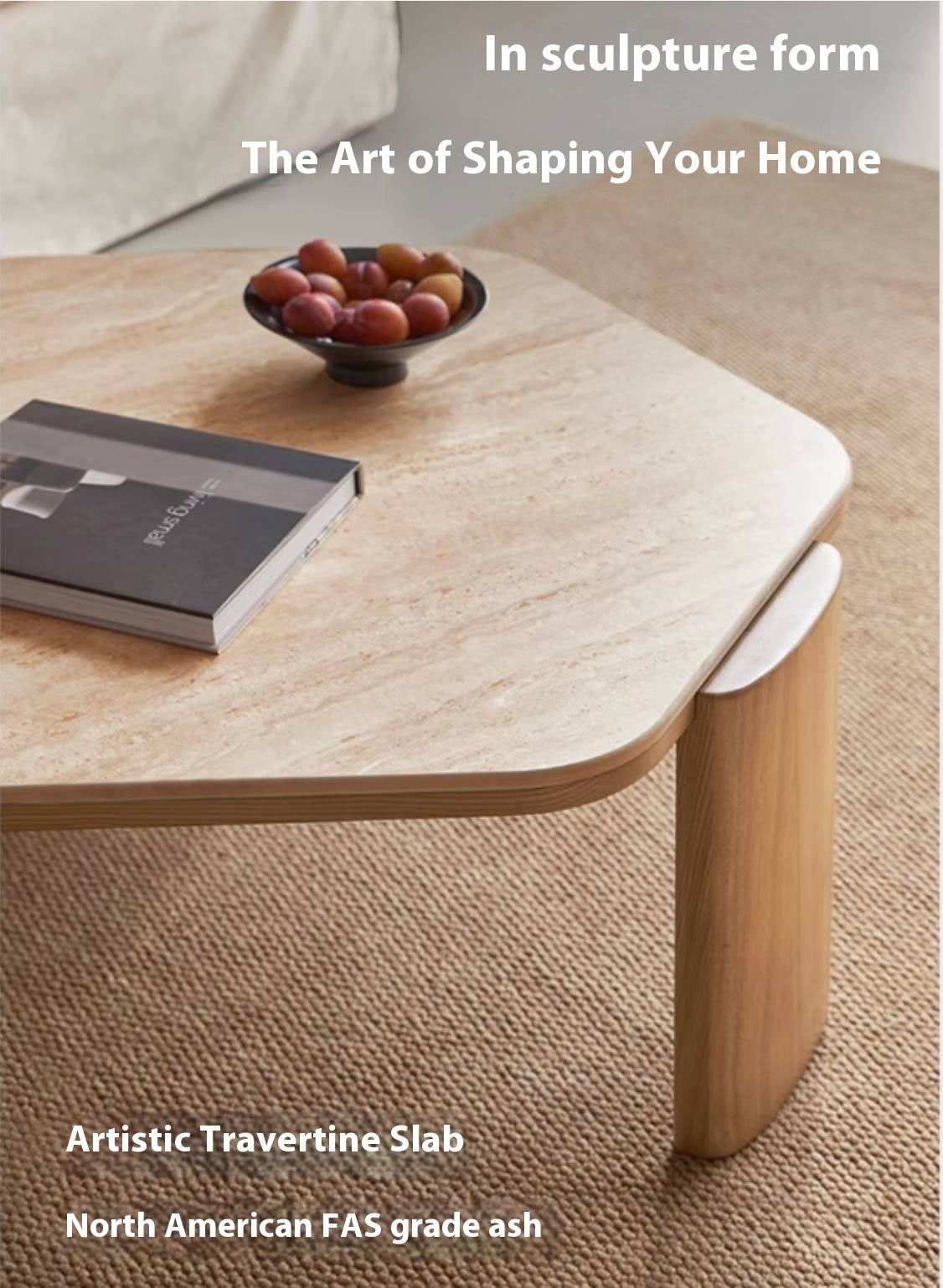 Ash Solid Wood Wabi-Sabi Style Coffee Table