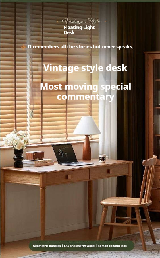 Cherry Solid Wood Antique Style Retro Drawer Desk