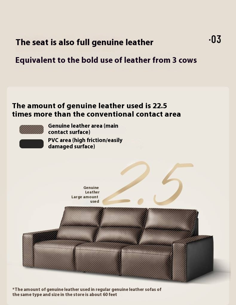 Cowhide Straight Leather Electric Sofa- 4 color